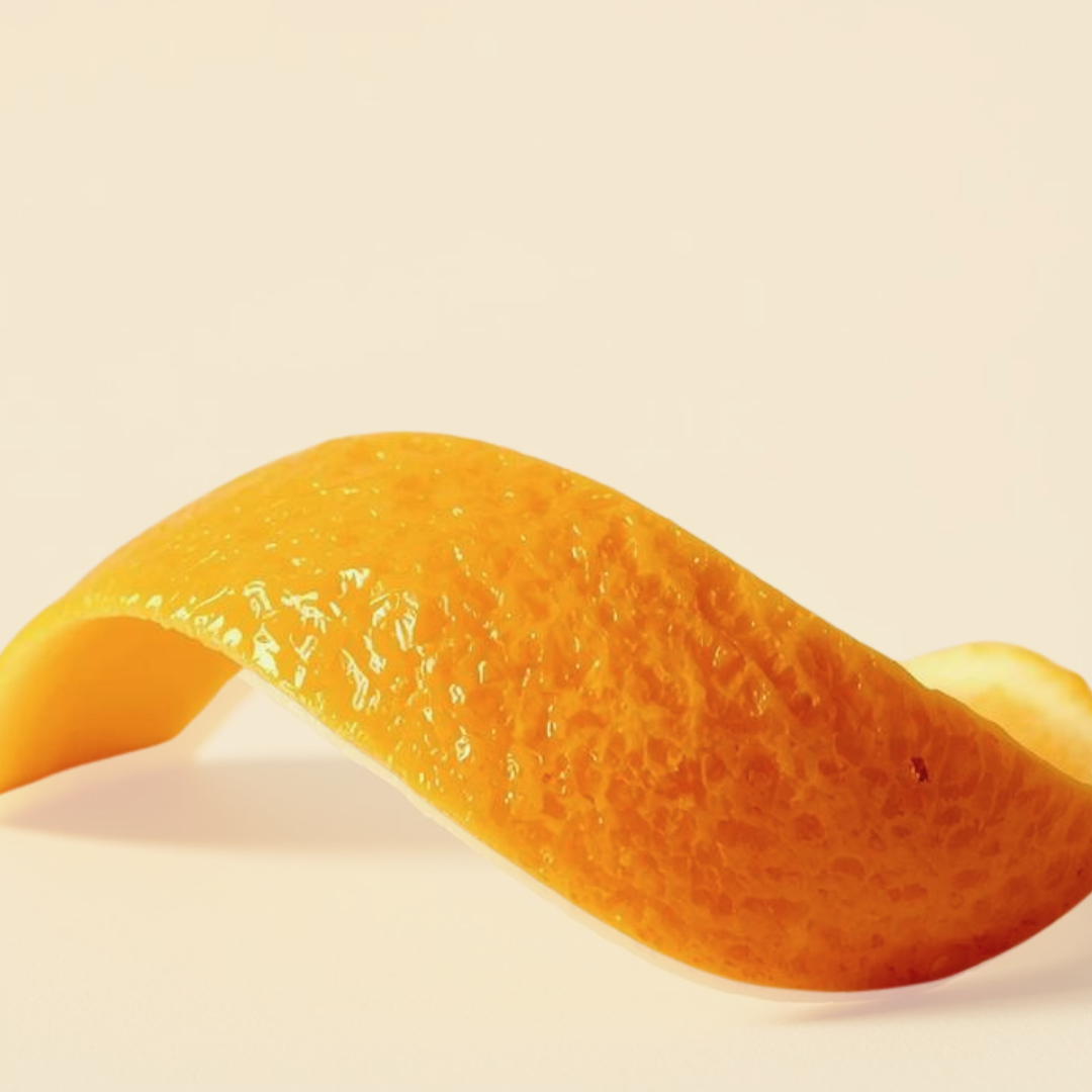 Orange peel on a beige background