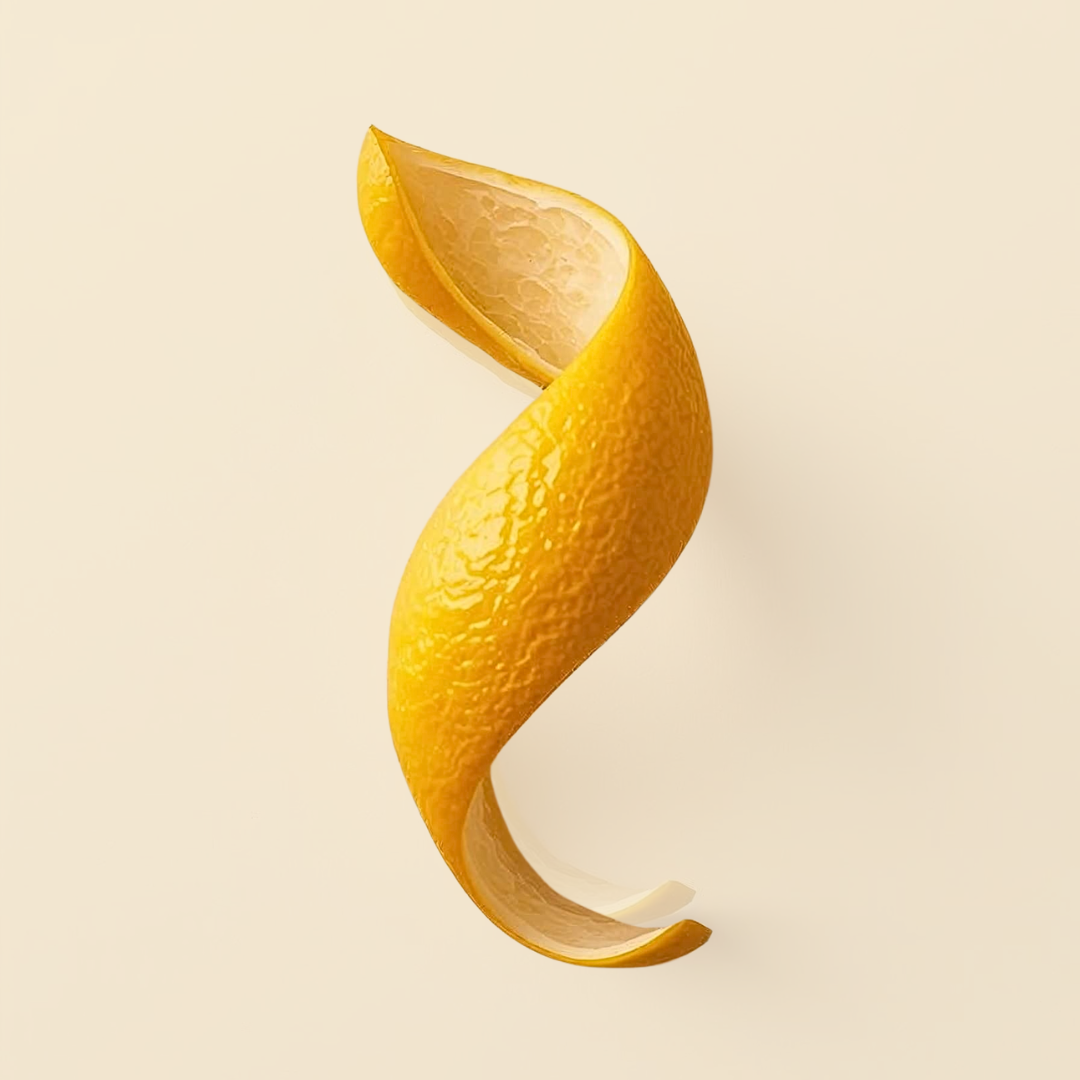 Sliced lemon peel on a beige background