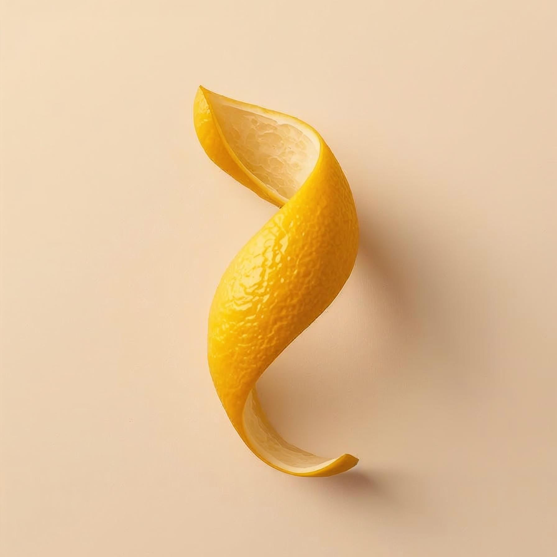 Sliced lemon on a beige background
